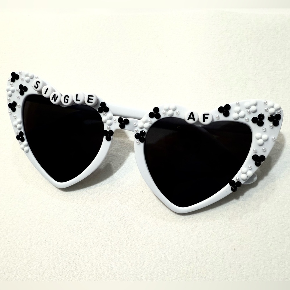 Heart-Shaped Sunglasses with Black & White Prints
